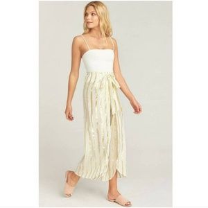 Show Me Your MuMu White and Gold Striped Swim Coverup